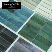 Gạch khảm vẽ tay Aurora Series bán chạy Thiết kế nội thất phòng tắm nhà bếp khách sạn Gạch khảm sọc xanh lá cây