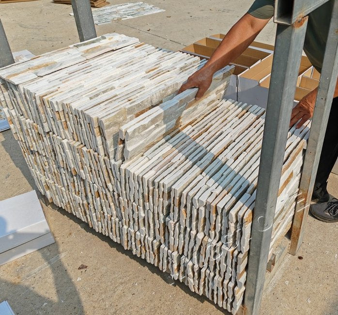 Gạch ốp tường đá Quartzite vàng mật ong, hiện đại tự nhiên, chất lượng cao, kiểu đá gờ, kháng axit, giá cạnh tranh.