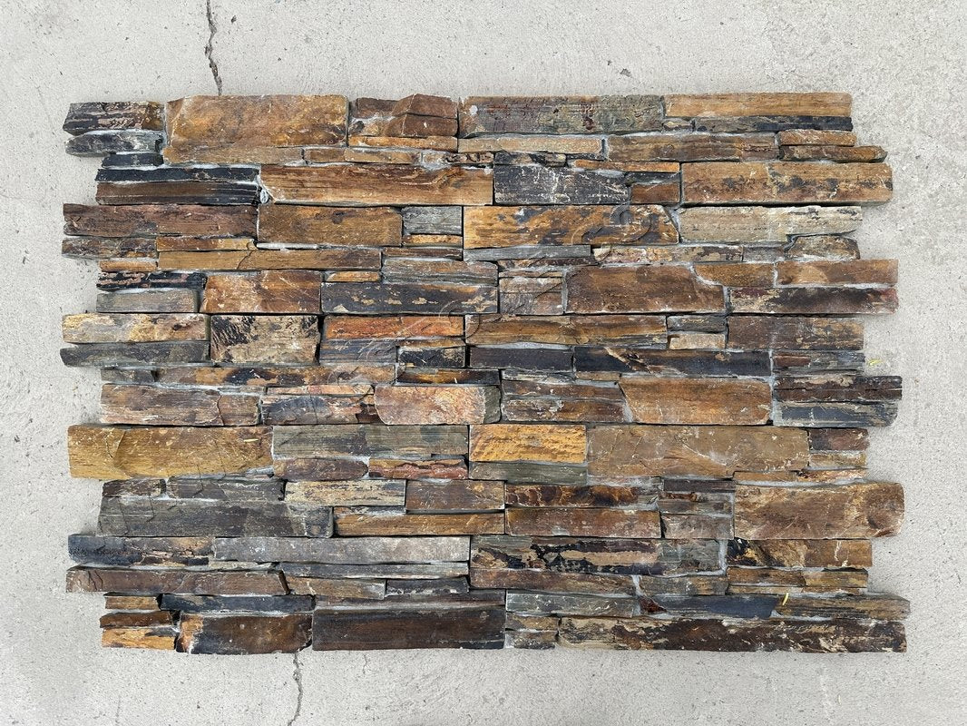 Đá khối ốp Quartzite tự nhiên, vân thạch anh Nâu Gỉ Sét Hiện Đại, bề mặt chẻ