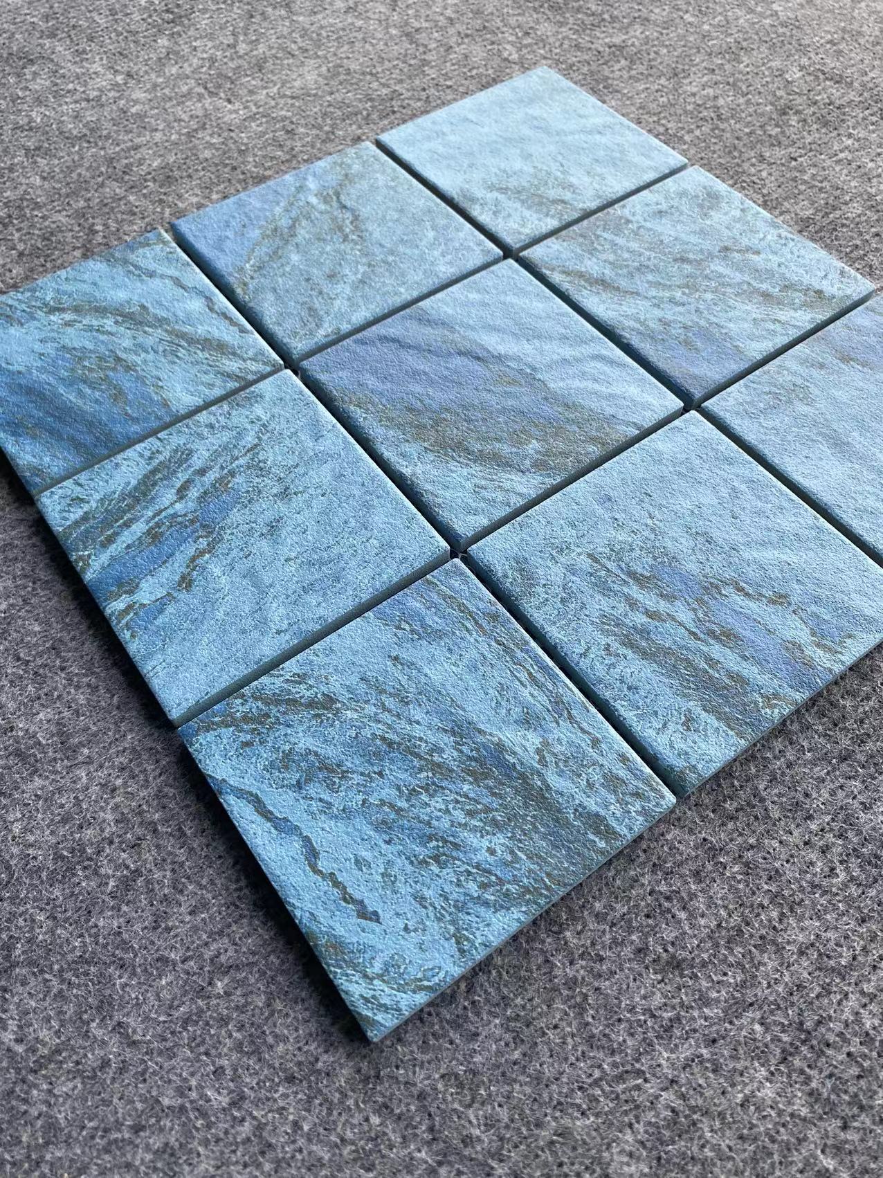 Gạch sứ mosaic men gốm xanh lục vân đá Sukabumi cho hồ bơi