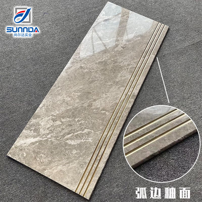Gạch sứ tráng men bóng, lát nền và bậc cầu thang, cạnh mài thẳng, bề mặt mạ vàng bóng loáng, chất lượng tùy chỉnh Foshan