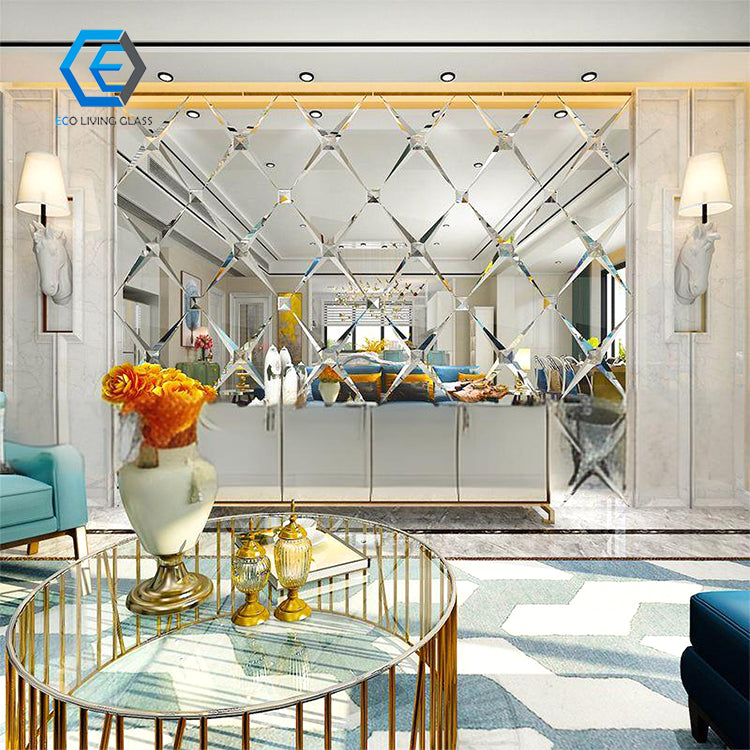 Gạch mosaic kính gương vát cạnh trang trí nền tường gương