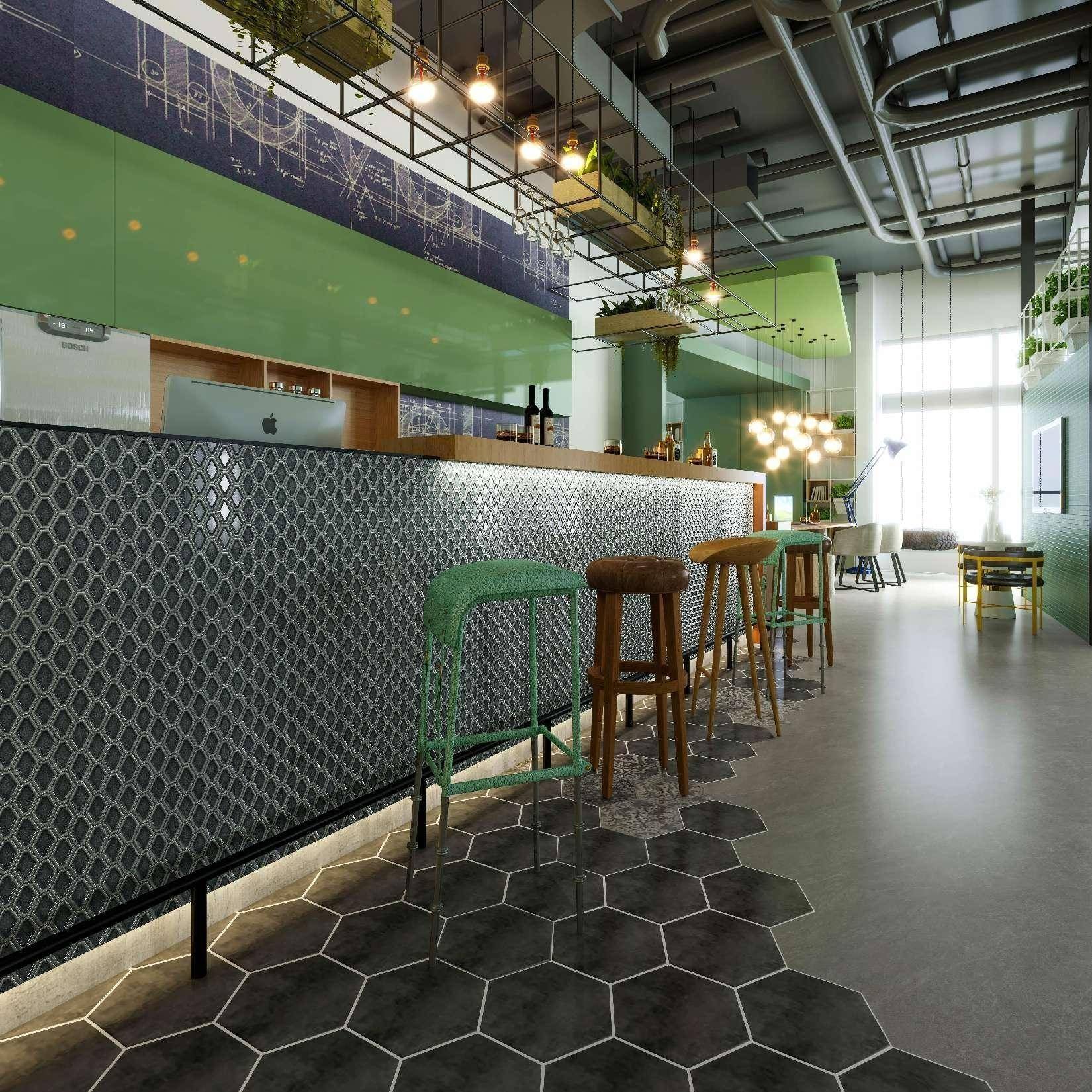 Gạch Mosaic Lục giác Gốm tráng men Phong cách Tùy chỉnh Ốp tường Bếp Phòng tắm
