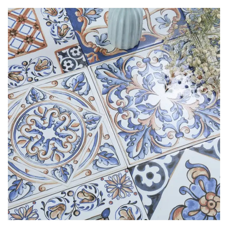 Gạch thẻ phong cách Châu Âu họa tiết hoa đa dạng ốp tường lát sàn nội thất phòng ngủ phòng khách, bán sỉ nhà máy