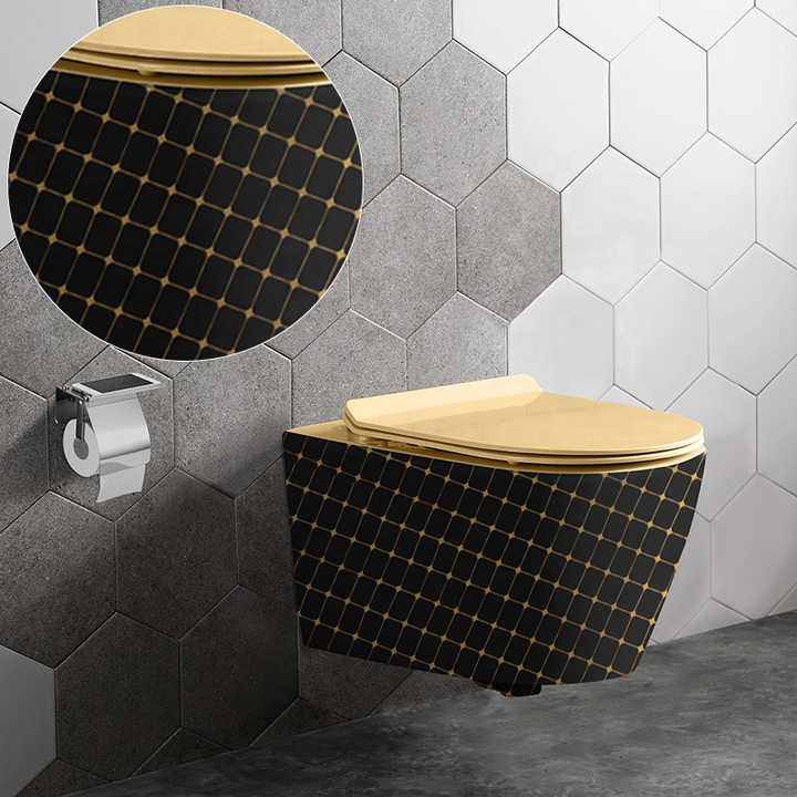 Bộ bồn cầu sứ treo tường phòng tắm sang trọng gắn tường