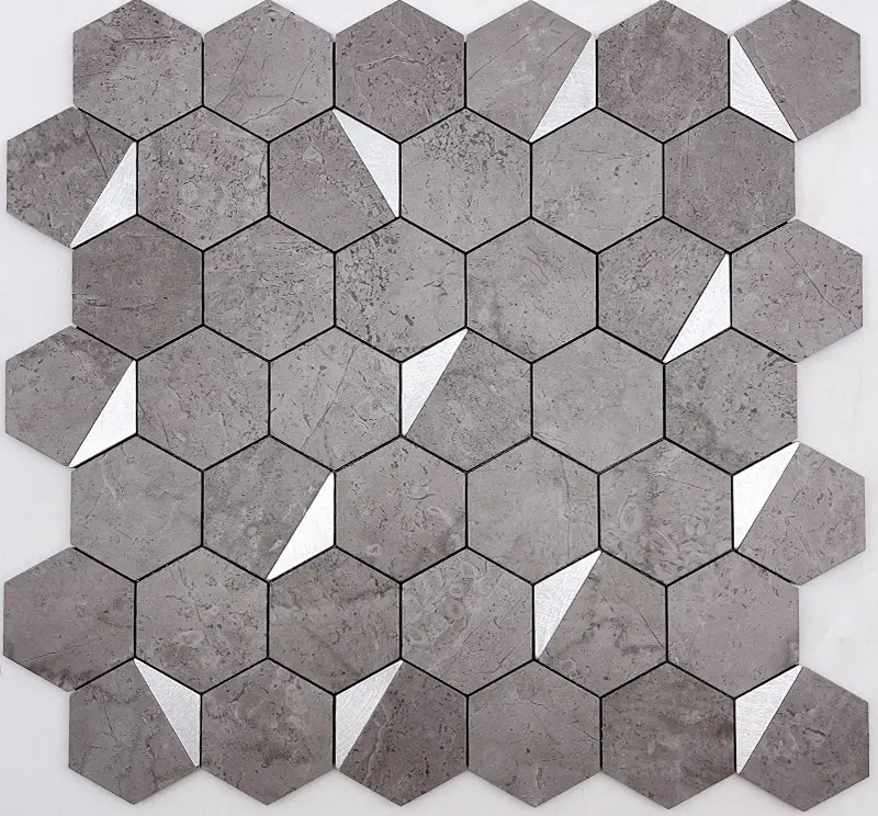 Gạch Mosaic Lục Giác Gốm Sứ Porcelain Cắt Tia Nước Dùng Cho Ốp Bếp, Ốp Nhà Tắm