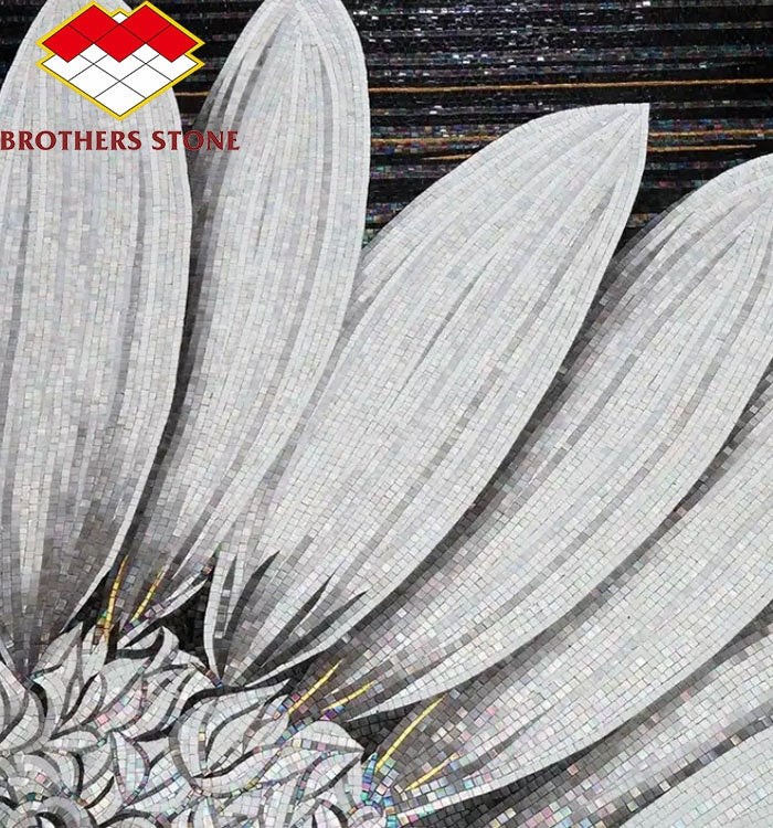Mẫu tranh khảm đá cẩm thạch hình huy chương vuông thiết kế hiện đại trang trí tường và tranh tường