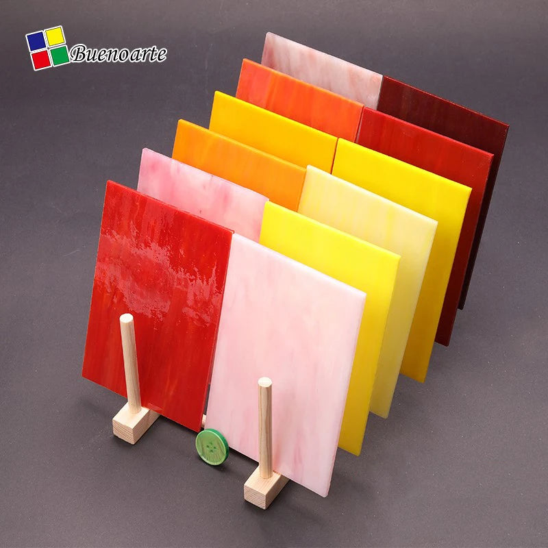 10x10cm 12Pcs/Set Stained Glass Sheet & Cathedral Glass Sheet for Diy Art Mural Tiffany Glass Tile and Diy Mosaic Lamp Kits
