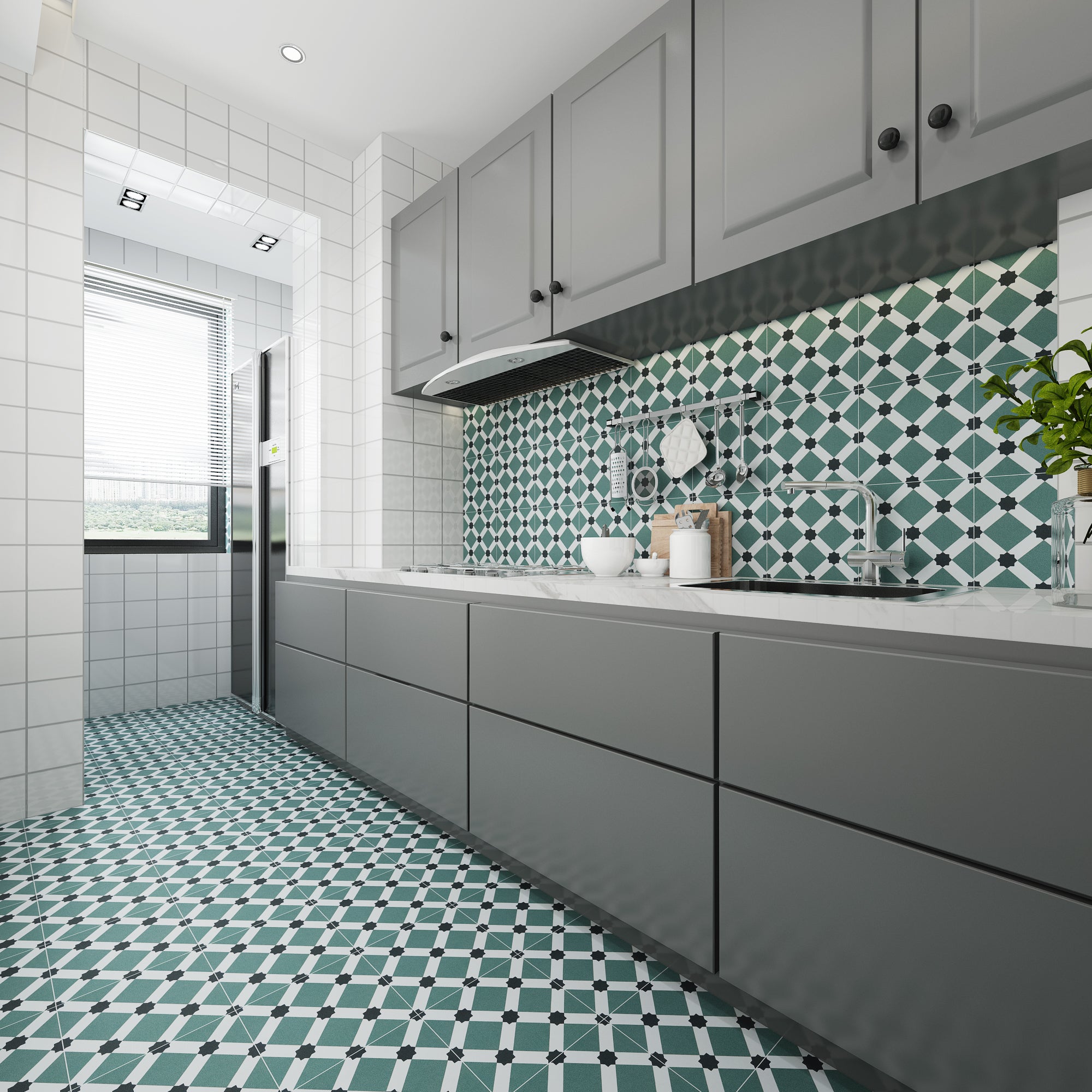 Gạch ốp lát gốm sứ thủ công men mờ họa tiết đơn Ma-rốc kiểu Encaustic bán chạy kích thước 200x200 trang trí nhà cửa