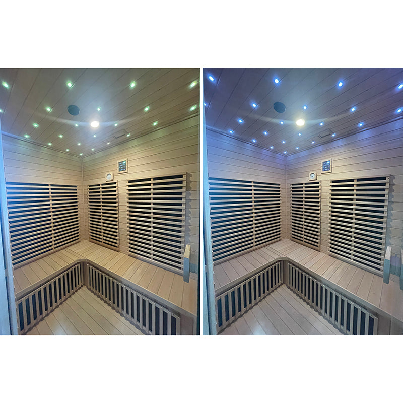 Phòng xông hơi hồng ngoại xa và hơi nước lành mạnh cao cấp, gỗ khối kiểu truyền thống, ngoài trời, dành cho 4-6 người.