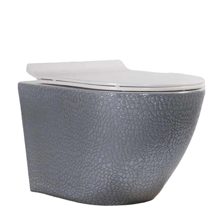 Bồn cầu treo tường bằng bạc sang trọng, bồn cầu nổi, bồn cầu không có bể chứa, bồn cầu treo tường bằng gốm không vành cho khách sạn