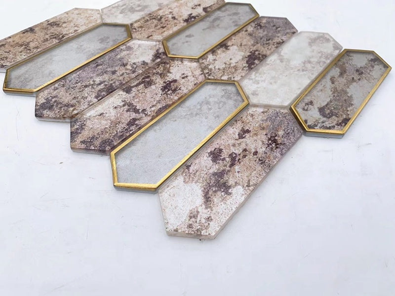 Gạch Mosaic Kính Hình Vuông Họa Tiết Vân Đá Cẩm Thạch In Phun 3D Trang Trí Tường Nội Thất