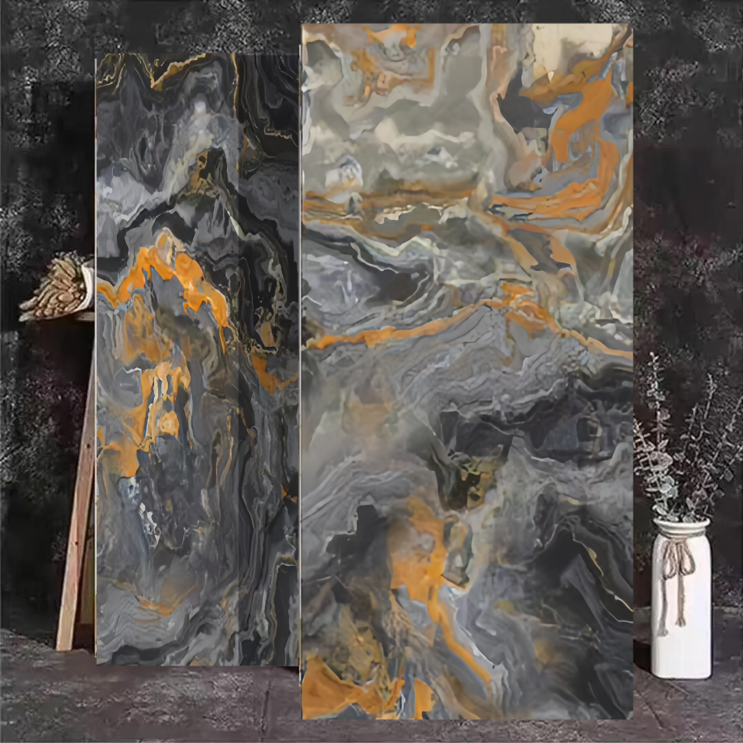 Gạch tráng men xanh vàng cho trang trí tường biệt thự, căn hộ hiện đại, phòng khách, phòng ăn, phòng tắm và sàn nghệ thuật mạ vàng đầy màu sắc.