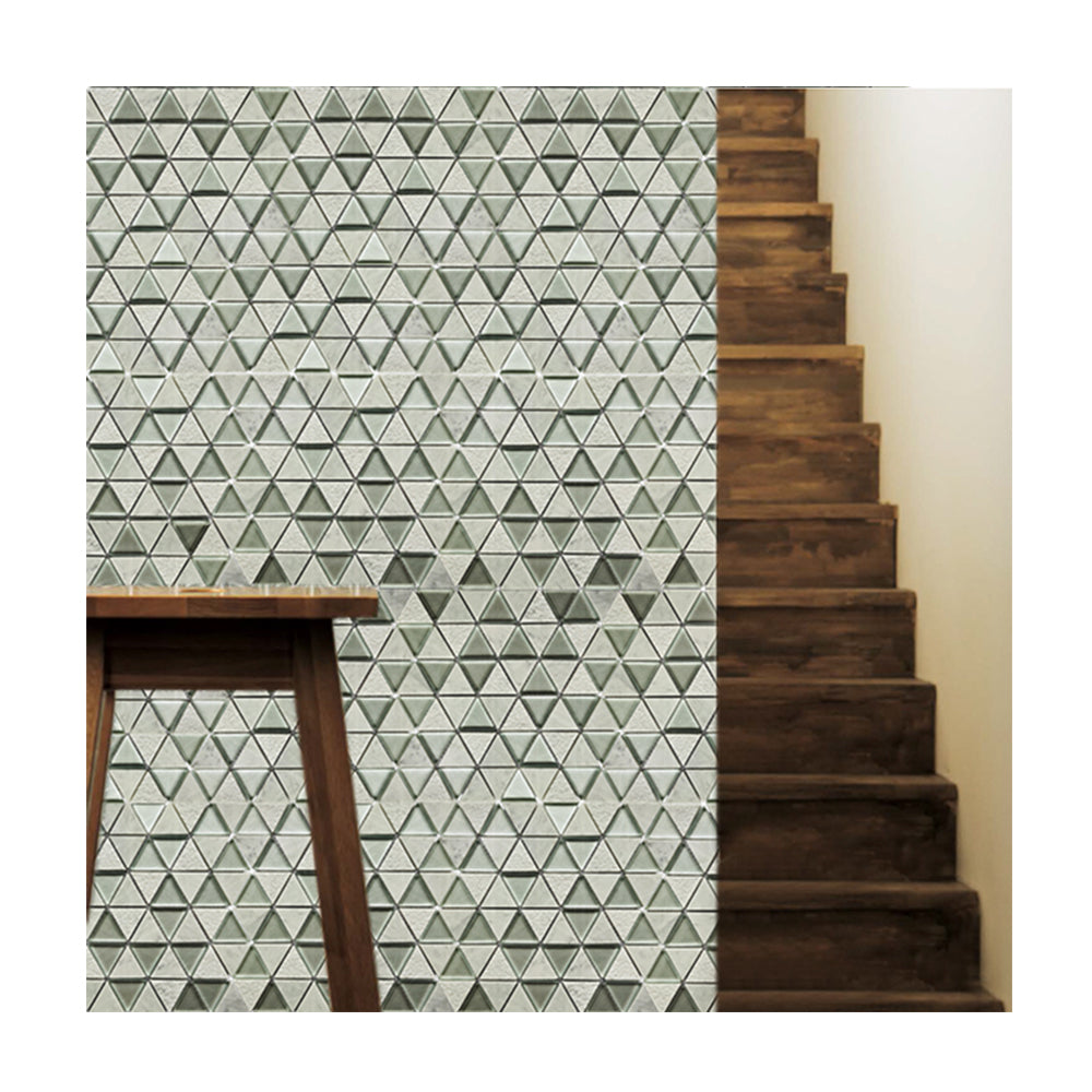 Gạch Mosaic Kính Đá Cẩm Thạch Hình Tam Giác Ốp Bếp, Trang Trí Tường Điểm Nhấn Bếp Phòng Tắm