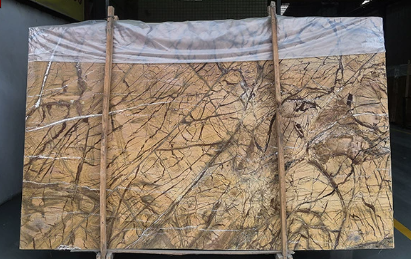 Tấm đá cẩm thạch đôlômit nâu thiết kế hiện đại và gạch mosaic cắt tia nước họa tiết vân mưa, làm từ đá tự nhiên đánh bóng, thân thiện môi trường, dùng cho tường và sàn phòng khách