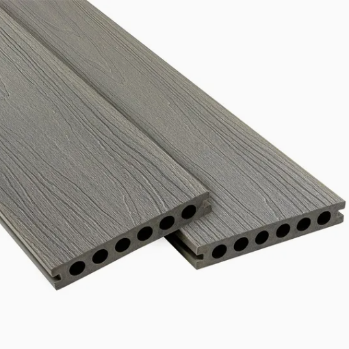 Tấm lát sàn gỗ nhựa composite đùn kép chống thấm nước, có lớp phủ vân gỗ PE, dùng làm sàn ngoài trời cho sân vườn