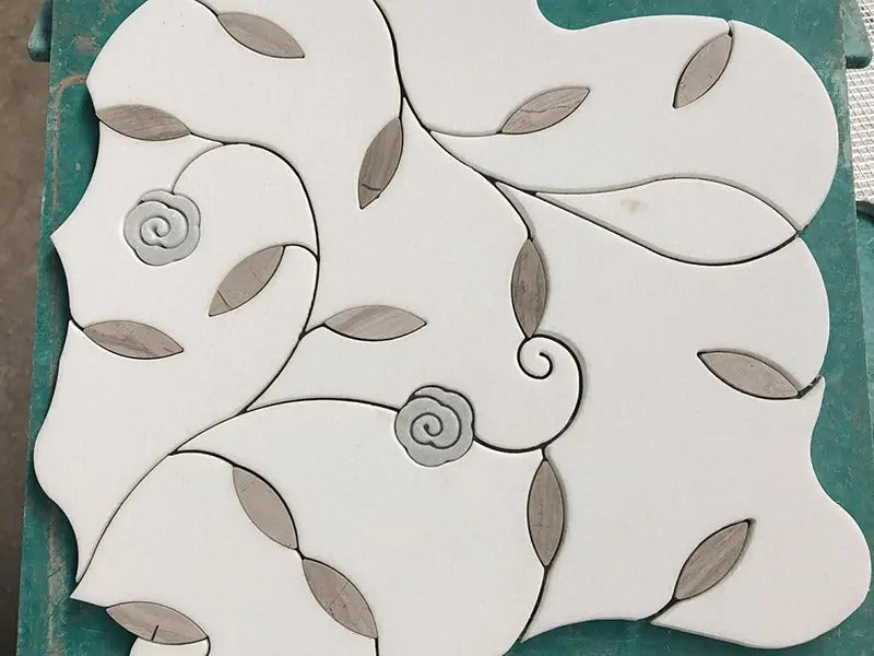 Gạch Mosaic Đá Cẩm Thạch Nhiều Màu Công Nghệ Waterjet Cho Sàn, Tường Bếp và Tấm Ốp Tường Bếp
