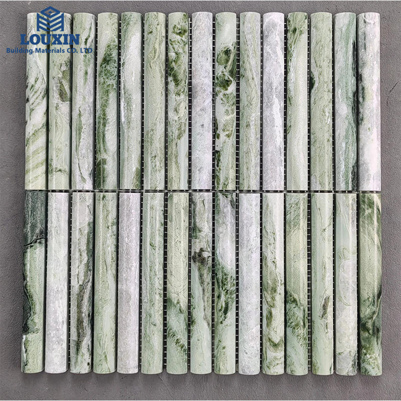Ưu đãi hấp dẫn: Gạch mosaic đá cẩm thạch xanh tự nhiên vân rãnh 3D ốp lát sàn và tường cho phòng tắm và bếp