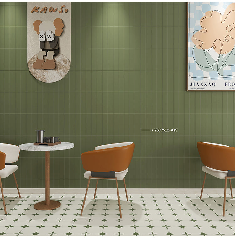 Gạch ốp tường porcelain 75x300 màu đỏ thuần, kiểu subway, tráng men, độ hút nước thấp, dùng cho nhà bếp
