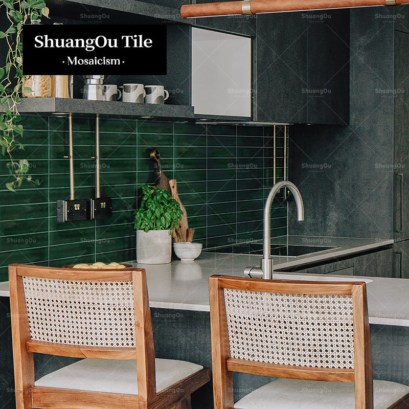 Gạch Mosaic Gốm Sứ Rạn Băng Dạng Thanh Dài Ốp Tường Bếp Phòng Tắm Cung Cấp Từ Nhà Máy