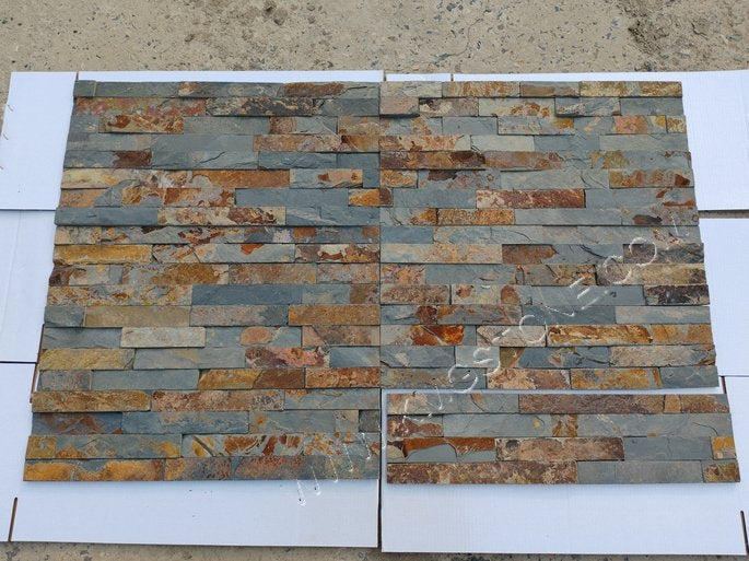 Xả kho nhà máy 2024 Tấm ốp đá veneer đá phiến xếp lớp Kích thước tùy chỉnh Ngoại thất mặt tiền đá vôi tự nhiên