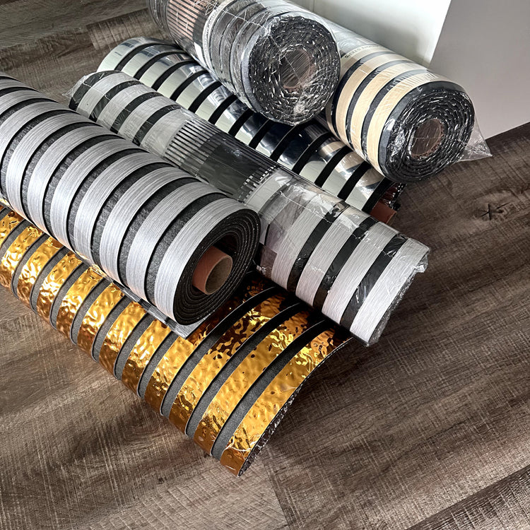 Miếng dán tường trang trí nhà cửa bề mặt PET chất lượng cao, màu vàng/bạc, tự dán, chống thấm nước.