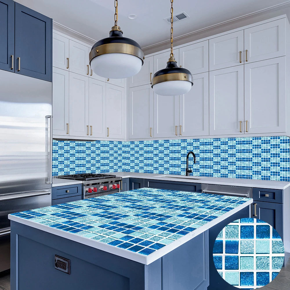 Bộ 10 Miếng Dán Gạch Mosaic Phẳng Dán Tường Bếp Phòng Tắm
