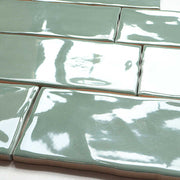 Gạch ốp tường trang trí màu xanh ngọc bích, cạnh không đều, cạnh sóng, kích thước 3x6 inch