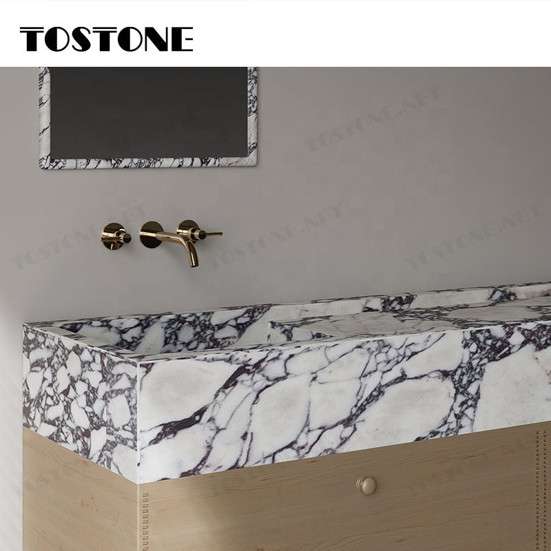 Tostone Khuyến mãi Tủ lavabo đá cẩm thạch Calacatta Viola Thổ Nhĩ Kỳ cao cấp