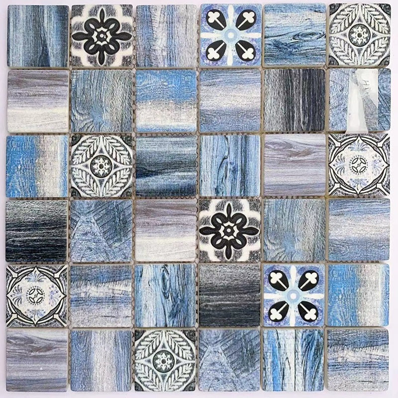 Gạch Mosaic Thủy Tinh Hình Hoa Inkject Kích Thước Nhỏ Pha Màu Cổ Điển Dùng Cho Tường Phòng Tắm Và Ốp Bếp
