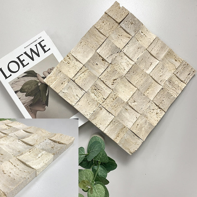 Gạch Mosaic Đá Marble Travertine Tự Nhiên Thiết Kế Parquet Phong Cách Hiện Đại Dùng Trang Trí Tường Nội Thất Phòng Ngủ, Phòng Khách, Phòng Ăn