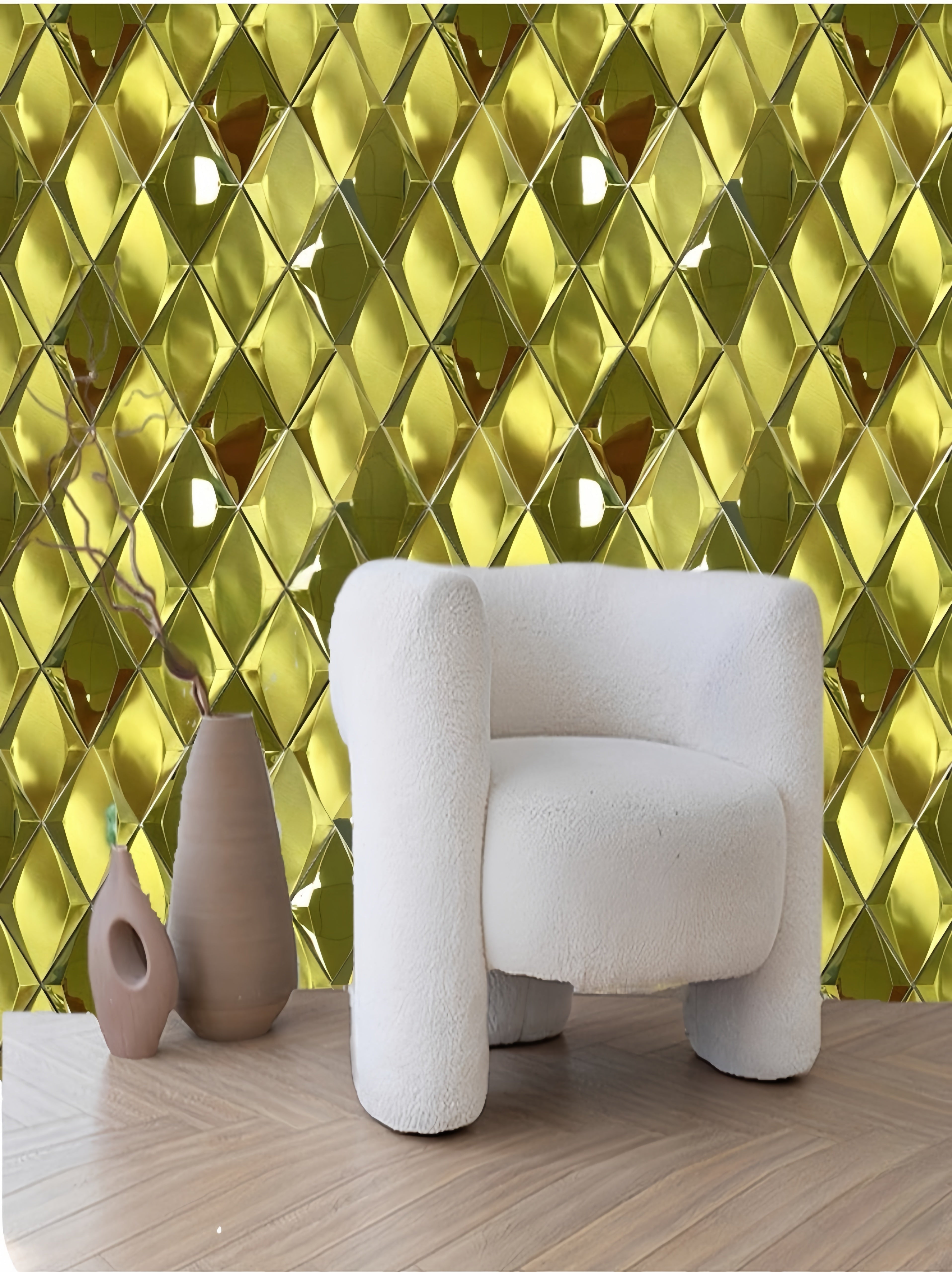 Gạch Mosaic Kim Loại Lõm Hình Vuông Hiện Đại Màu Bạc Hiệu Ứng Kim Cương Trang Trí Tường Nội Thất Với Tấm Lưng Kim Loại
