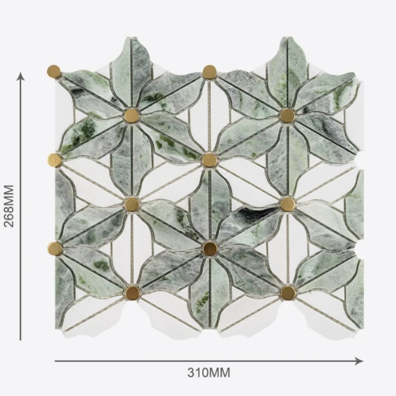 Mosaic Hoa Đá Tự Nhiên Trang Trí Bể Bơi Xanh