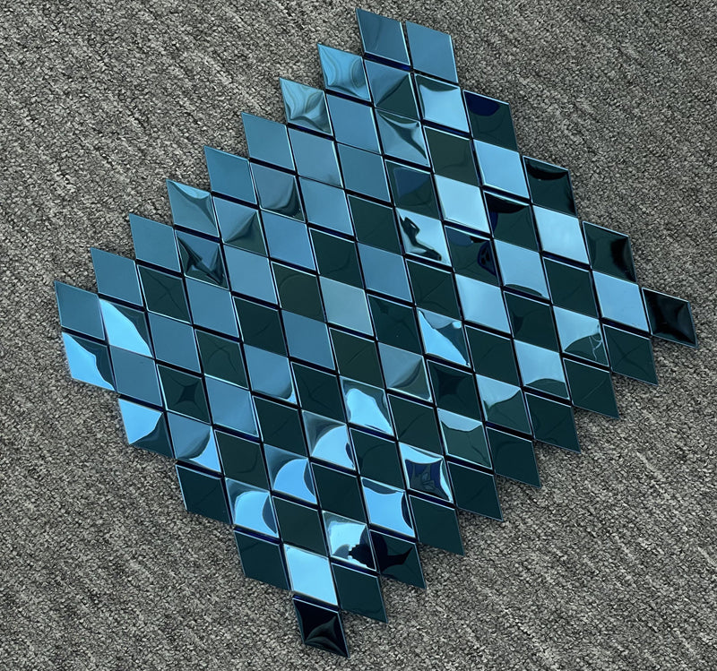 Gạch Mosaic Kim loại Kim cương 3D Trang trí Tường Nền Bề Mặt Bóng Dành Cho Biệt Thự