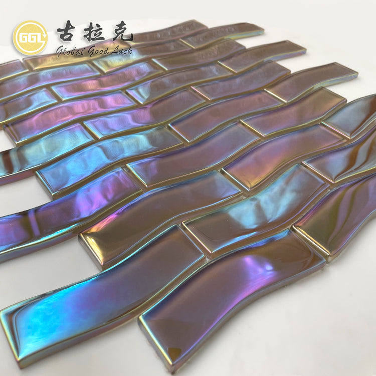 Goodluck Mosaic Gạch Mosaic Kính Hiện Đại Màu Nâu Lượn Sóng Đầy Màu Sắc Để Trang Trí Phòng Ngủ, Bếp, Phòng Tắm, Hành Lang, Đa Năng