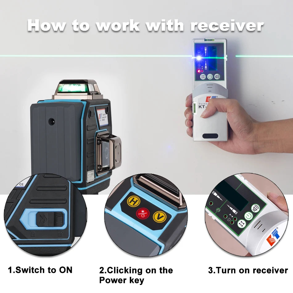 Kaitian 360 Máy Cân Laser Có Bộ Nhận 4D 16 Đường Xanh Lục