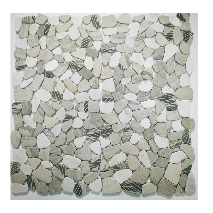 Gạch khảm sỏi Đá tự nhiên Gạch lát sàn tường bằng đá cẩm thạch BIANCO CARRARA MIX II PEBBLE MARBLE MOSAICi MOSAICO