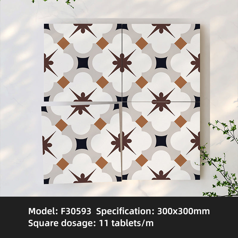 Gạch Sứ Hiện Đại 300x300mm Họa Tiết Hoa Nhỏ Chống Trượt Màu Caramel Lát Sàn Nhà Tắm, Bếp, Ban Công