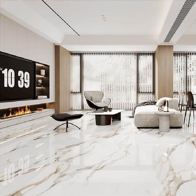 Gạch vân đá cẩm thạch đồng chất hiện đại sang trọng cho phòng khách 900x1800 chống trượt Vân Bụng Cá Vàng Cát Trắng Thiết kế Sang trọng nhẹ màu Gạch nung