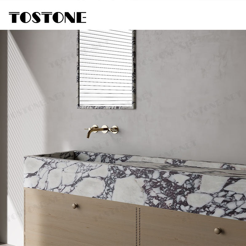 Tostone Khuyến mãi Tủ lavabo đá cẩm thạch Calacatta Viola Thổ Nhĩ Kỳ cao cấp