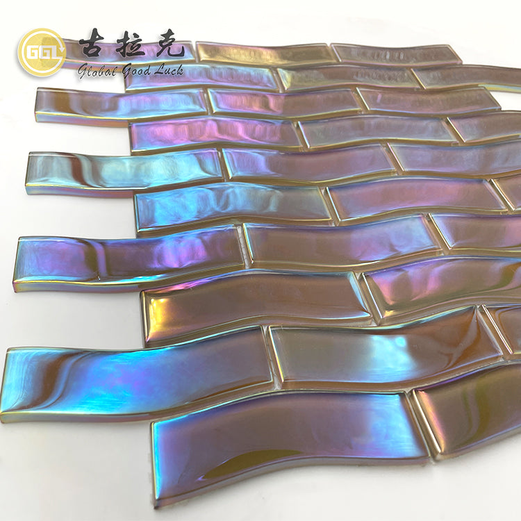 Goodluck Mosaic Gạch Mosaic Kính Hiện Đại Màu Nâu Lượn Sóng Đầy Màu Sắc Để Trang Trí Phòng Ngủ, Bếp, Phòng Tắm, Hành Lang, Đa Năng