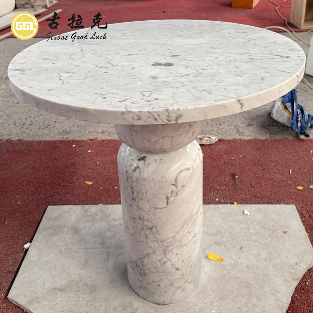 Cung cấp từ nhà máy Bàn tròn đá Marble trắng Carrara tự nhiên dùng cho Khách sạn Nhà hàng Sân vườn