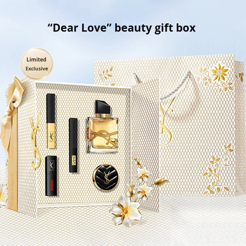 Hộp Quà Trang Điểm Họa Tiết Hoa Vẻ Đẹp Tình Yêu Bộ 5 Món Lên Màu Chuẩn Dành Cho Sinh Nhật, Valentine - Bạn Thân, Bạn Gái