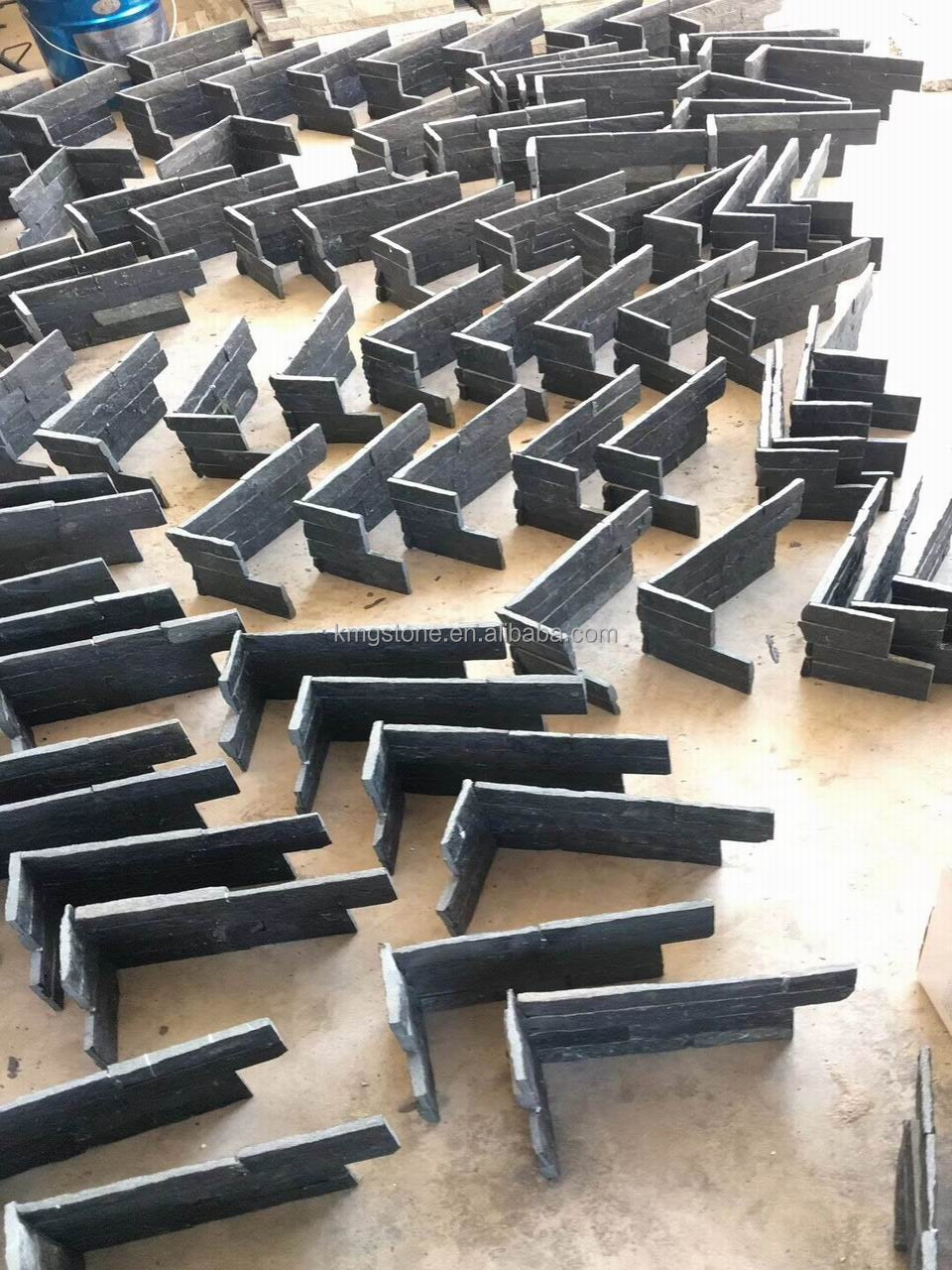 Tấm đá phiến veneer thạch anh đen tự nhiên dùng cho phòng tắm và khách sạn, hoàn thiện bề mặt tách lớp.