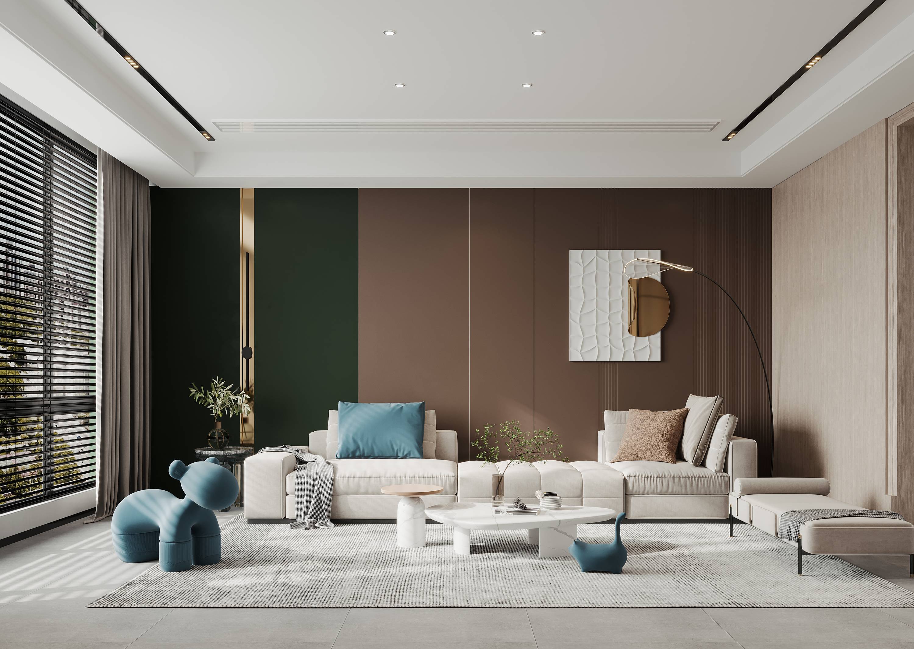 Bàn cà phê đá cẩm thạch xanh ô liu, đá nung kết