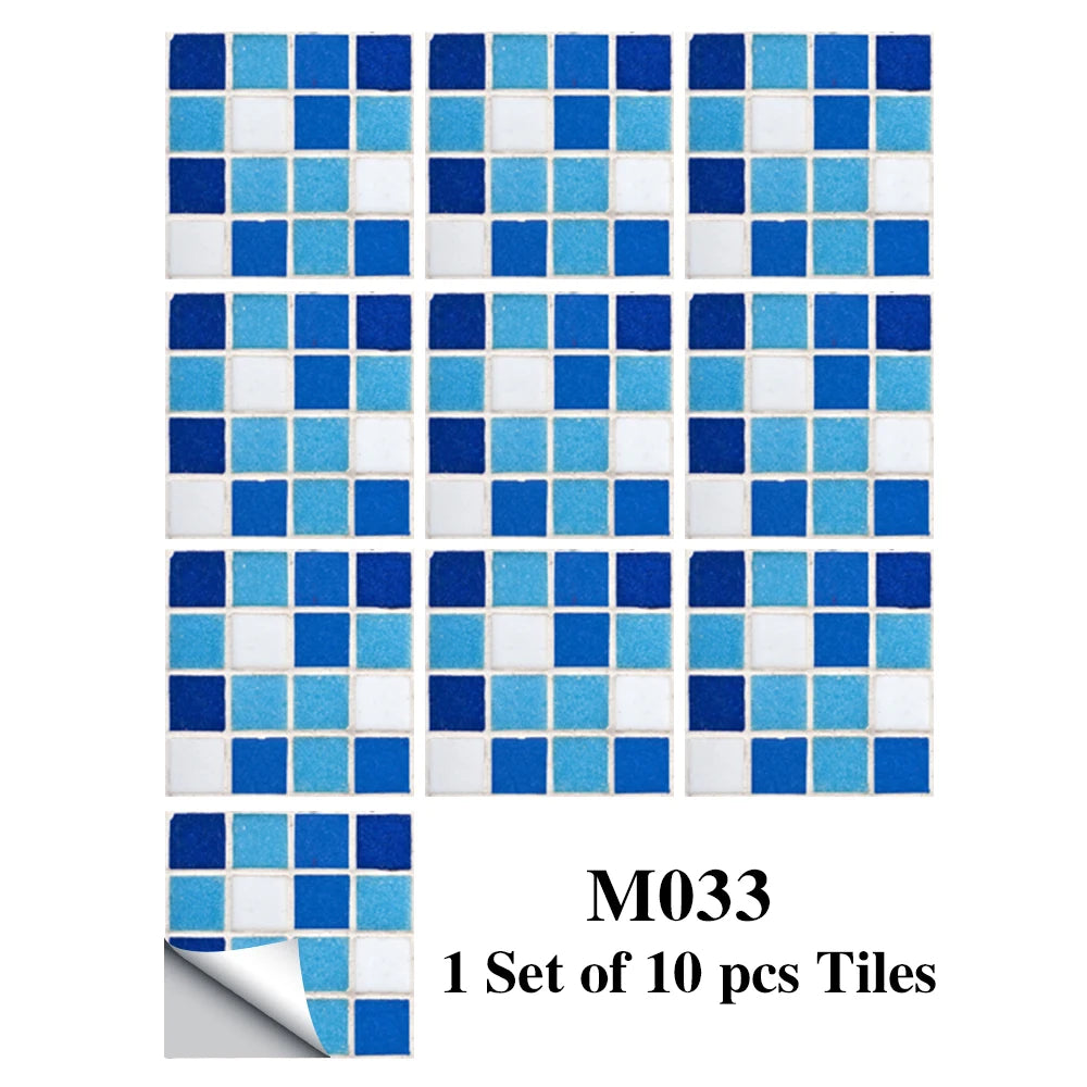 Bộ 10 Miếng Dán Gạch Mosaic Phẳng Dán Tường Bếp Phòng Tắm