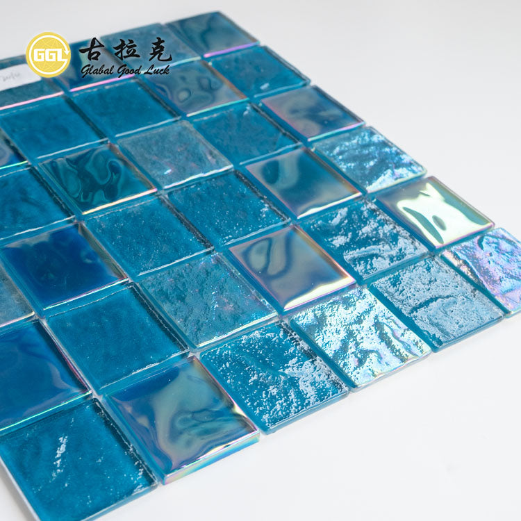 Gạch Mosaic Kính Màu Xanh Dương Óng Ánh Hình Vuông