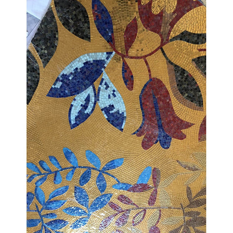 Tấm ốp tường tranh khảm kính Art Deco hiện đại họa tiết lá
