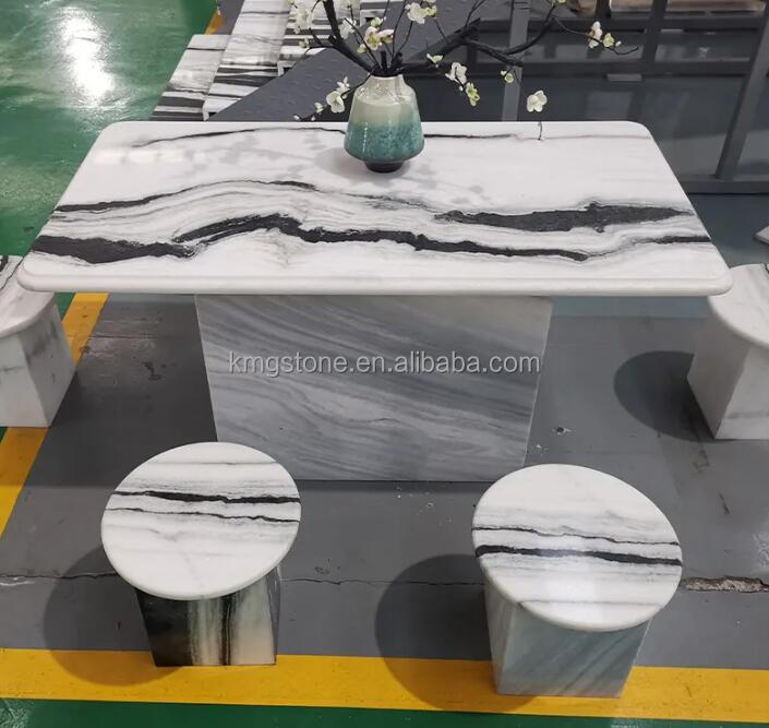 Nội Thất Đá Tương Lai Bàn Trà Đá Cẩm Thạch Trắng Panda Chân Đế Thấp Phòng Khách Sang Trọng Tự Nhiên Tùy Chỉnh