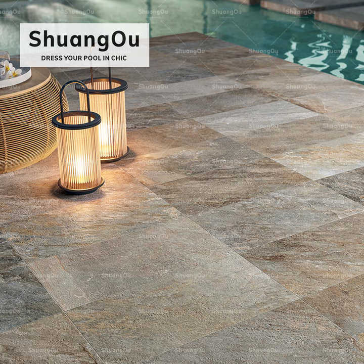 Gạch sứ chống trượt toàn thân cho hồ bơi khách sạn, hồ cá, hồ bơi cảnh quan, gạch ốp tường ngoại thất bằng đá tự nhiên 300*600mm